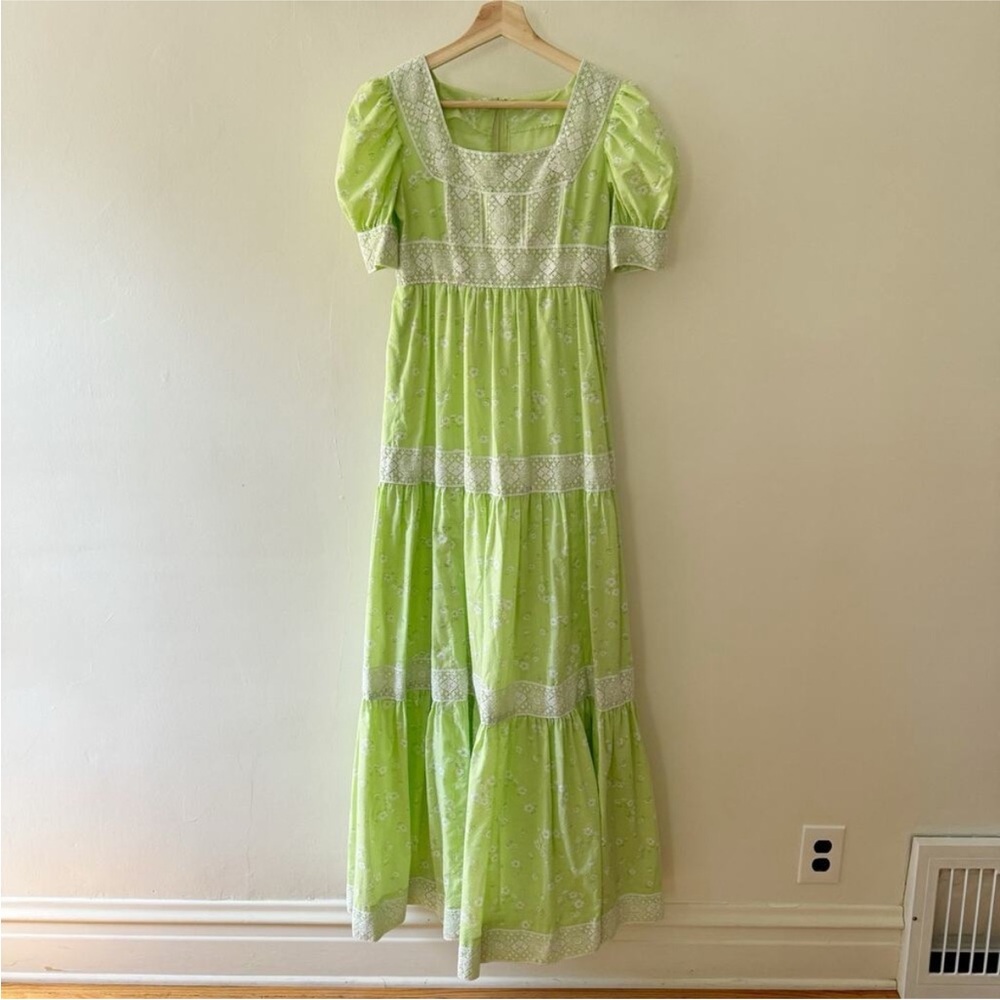 Vintage Gunne Sax style green maxi cottagecore perfection!